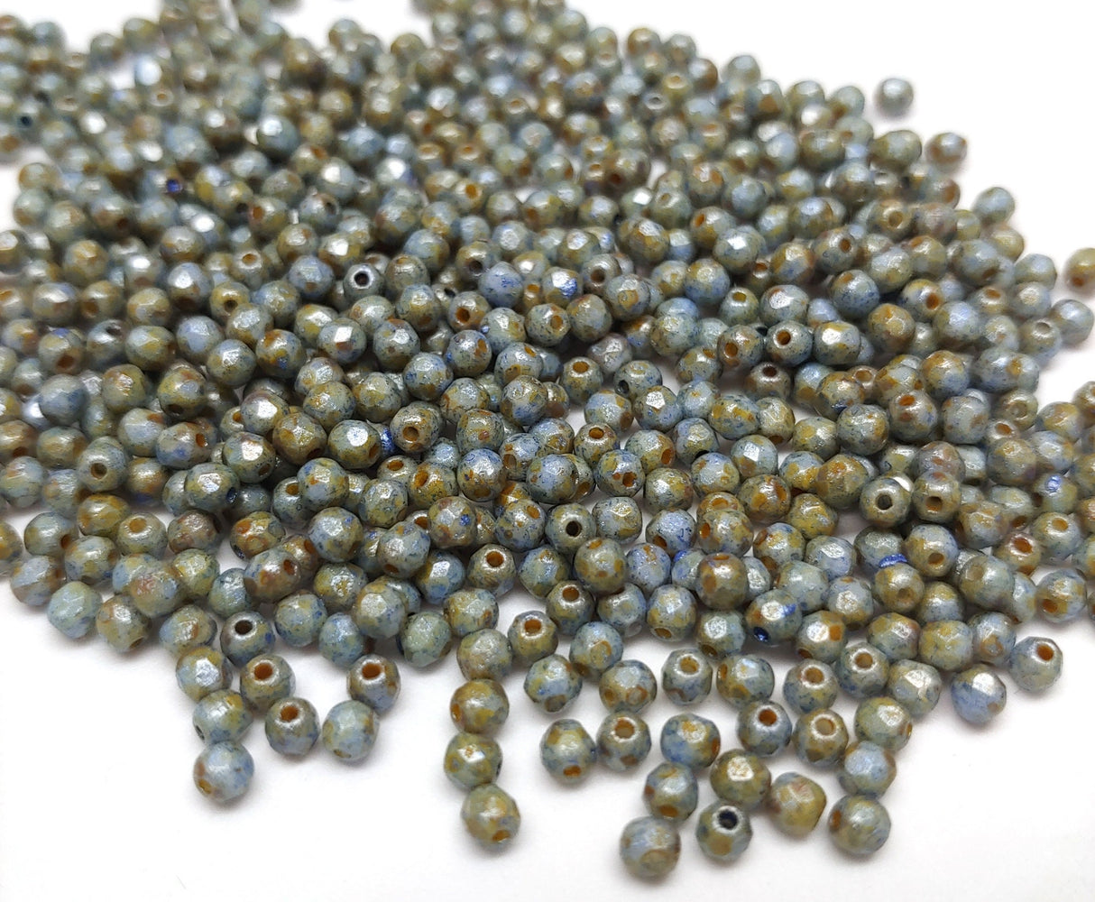 3mm Fire Polish Sage, Czech glass faceted bead, 65325