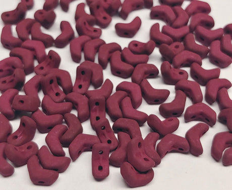 Mini Chevron Matte Velvet Maroon, 2-Hole Czech Glass 6x2MM, 02010-29528-50 Beads