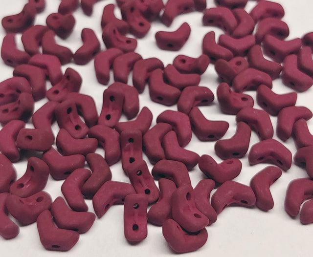 Mini Chevron Matte Velvet Maroon, 2-Hole Czech Glass 6x2MM, 02010-29528-50 Beads