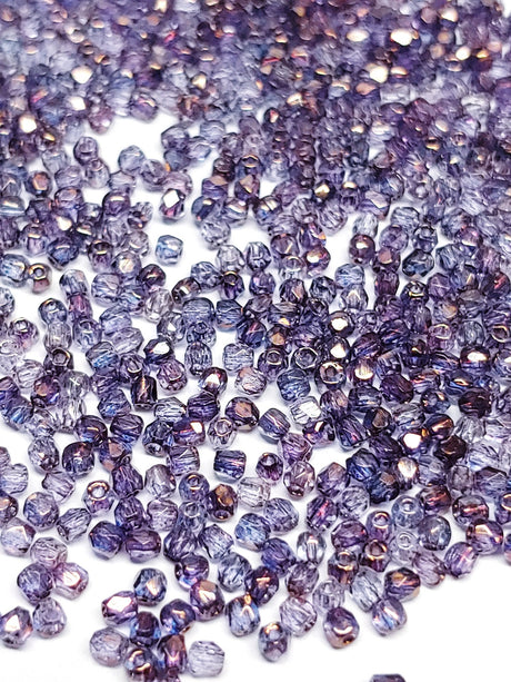 True 2MM Crystal Amethyst Bronze, Fire Polish Czech Glass, 00030-14415-100 Beads