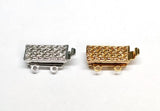 Silver Plate or Gold Plated Rectangle Clasp, 2-Strand Clasp, 10 x 16 MM Quantity 1