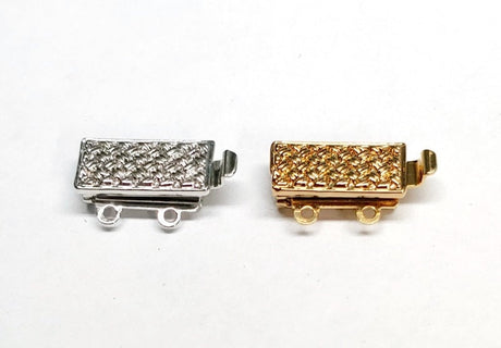 Silver Plate or Gold Plated Rectangle Clasp, 2-Strand Clasp, 10 x 16 MM Quantity 1
