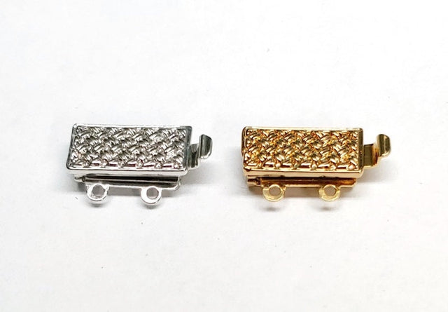 Silver Plate or Gold Plated Rectangle Clasp, 2-Strand Clasp, 10 x 16 MM Quantity 1
