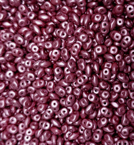 SuperDuo Pastel Burgundy, Czech Glass 2-hole bead 2.5mm x 5mm, 10 grams
