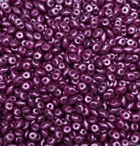 SuperDuo Pastel Bordeaux, Czech Glass 2-hole bead 2.5mm x 5mm-25032, 10 grams