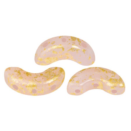 Arcos® par Puca® Frost Sweet Pink Splash, 3-Hole 5X10mm Czech Glass, 78420-94401-30 Beads