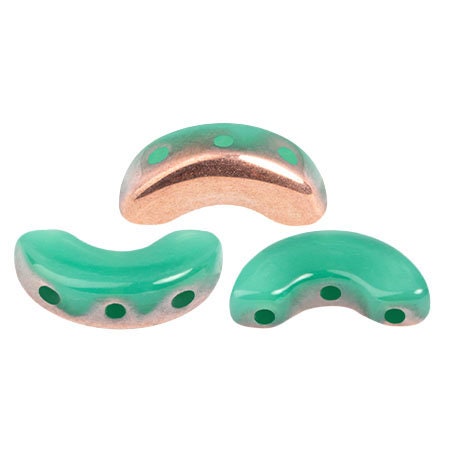 Arcos® par Puca® Frost Jade Capri Gold, 3-Hole 5X10mm Czech Glass, 58430-27101-30 Beads