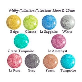 Cabochons Par Puca Milky Collection, 18MM or 25mm Czech glass, Qty 1
