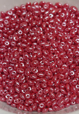 SuperDuo Cherry Luster, Czech Glass 2-Hole 2.5x5mm,L91250-14400-10 grams