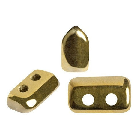 Piros Par Puca-Paris-Full Dorado, 2-Hole Bead 2X5X3mm Czech Glass, 5 grams