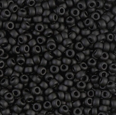 8/0 Opaque Matte Black, 401F, Miyuki Seed Beads, 10grams