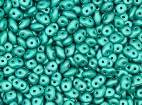 SuperDuo AluColour Mint, 2-hole 2.5x5mm Czech Glass, 00030-33405-10 grams