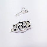 Swirl Box Clasp, 1 Strand Silver Plate, 28MM With Strand rings, 12MM Wide 6MM Thick, Qty 1
