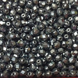 6mm Fire Polish Jet Hematite, Czech glass faceted round bead, 23980-14400-25 beads