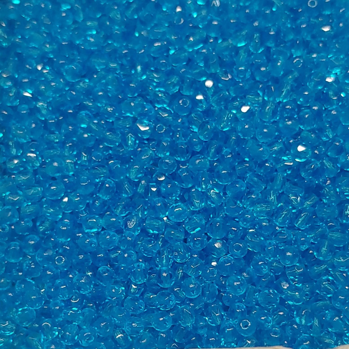 3mm Fire Polish Transparent Light Aqua, Czech glass faceted round, 60030