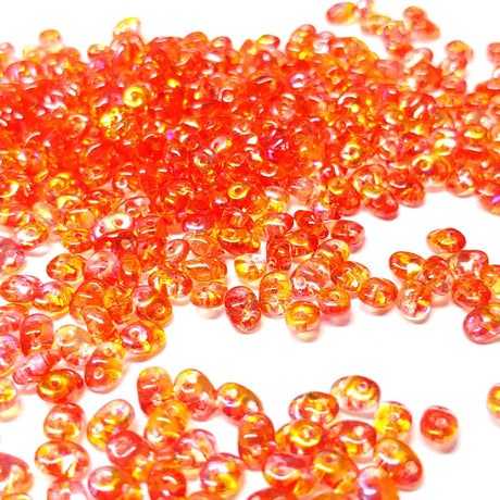SuperDuo Orange, Czech Glass 2-hole bead 2.5mm x 5mm-00030-48109, 10 grams