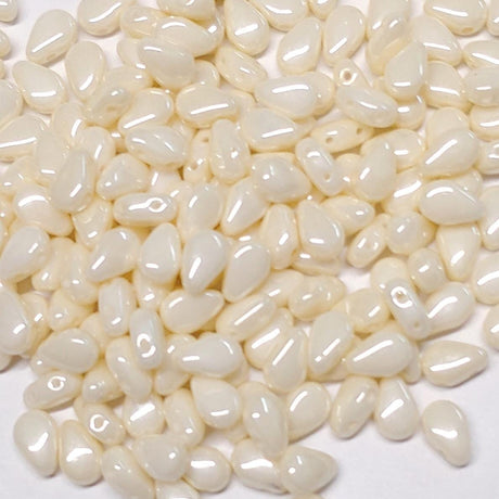 Round DropDuo Cream Luster, 2-Hole Czech Glass 5x7MM, 14401-50 Beads