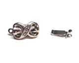 Clasp 1-Strand, Bow w/Crystal Silver Plated Clasp, 17 x 8 MM Quantity 1