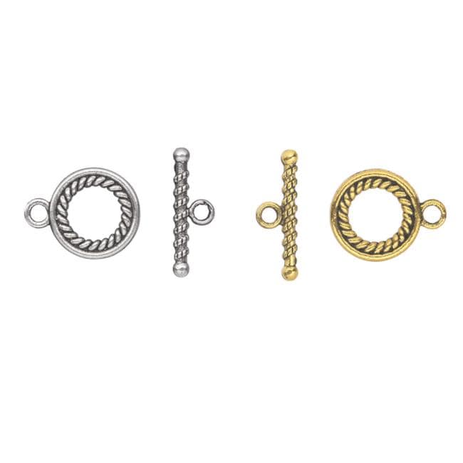 Toggle Clasp, Twisted Rope Double Sided Design, 16mm, 1-Strand Clasp, Quantity 1