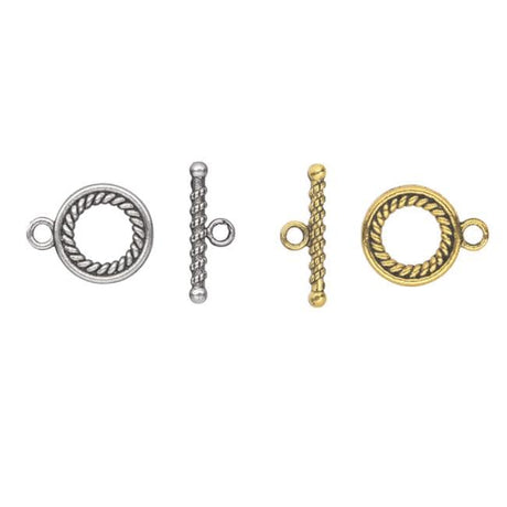Toggle Clasp, Twisted Rope Double Sided Design, 16mm, 1-Strand Clasp, Quantity 1