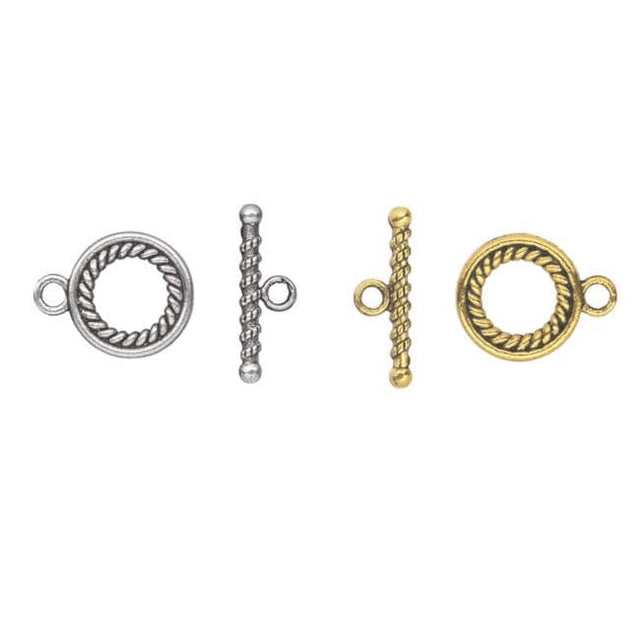 Toggle Clasp, Twisted Rope Double Sided Design, 16mm, 1-Strand Clasp, Quantity 1