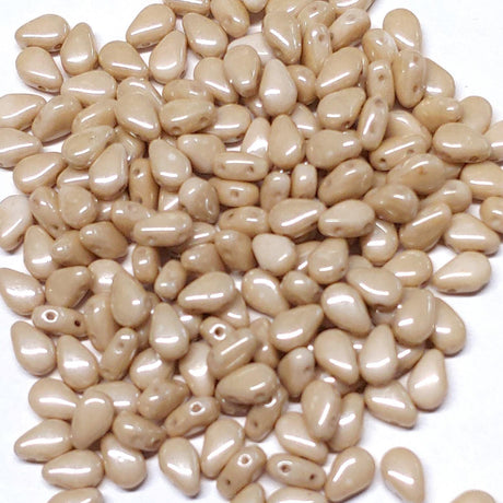 Round DropDuo Latte Luster, 2-Hole Czech Glass 5x7MM, 14419-50 Beads