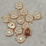 Heart Charm, Pendant, Micro Pave, Cubic Zirconia-Brass/18K Gold Plated-Quantity 1