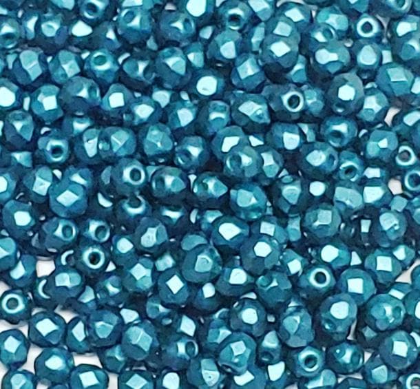 3mm Fire Polish Pastel Emerald, Czech glass faceted bead, 25043