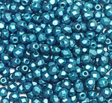 3mm Fire Polish Pastel Emerald, Czech glass faceted bead, 25043