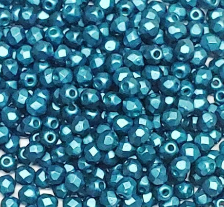 3mm Fire Polish Pastel Emerald, Czech glass faceted bead, 25043