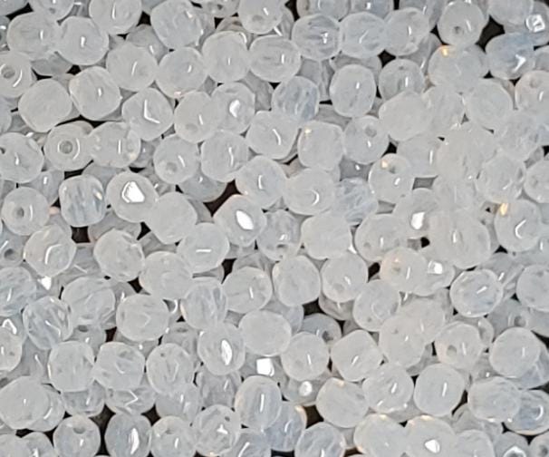 3mm Fire Polish White Opal, Czech Glass Faceted, 01000