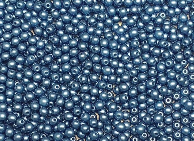 3mm Round Pastel Montana Blue, Czech Glass Beads, 25042