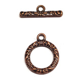 Toggle Clasp, Vine & Flower Pattern, Single Sided 17mm, Silver Plate White/Crystal Flower 1-Strand Clasp, Quantity 1