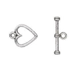 Toggle Clasp, Heart Shaded Designs, 1-Strand Clasp-Quantity 1