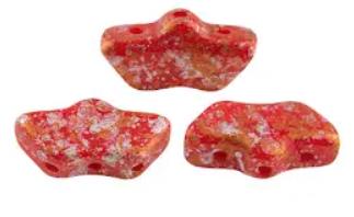 Delos Par Puca ®-Paris® Opaque Tweedy, Aqua, Coral Red or Green Turquoise, 3-Hole Czech Glass 6 x 11mm, 25 Beads
