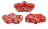 Delos Par Puca ®-Paris® Opaque Tweedy, Aqua, Coral Red or Green Turquoise, 3-Hole Czech Glass 6 x 11mm, 25 Beads