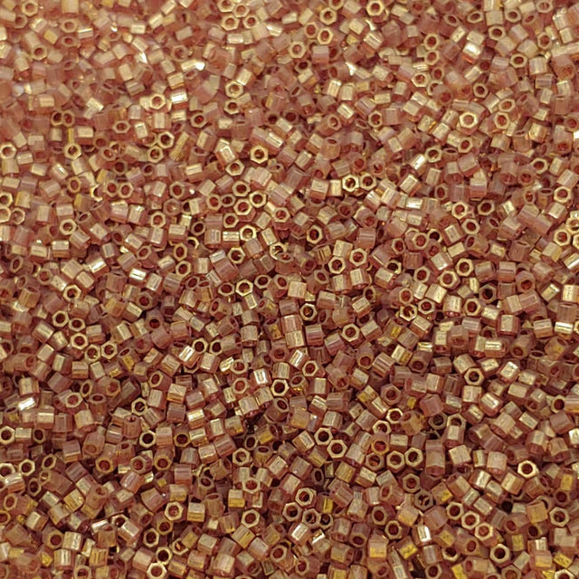 Delica 15/0 Hex Cut Topaz Gold Luster Delica Bead, DBSC0115-5 Grams