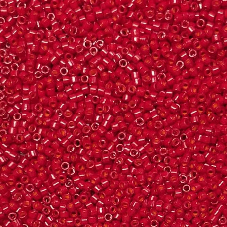 Delica 11/0 Dyed Semi Frosted Opaque Bright Red Miyuki Delica Bead, DB0791-5 Grams