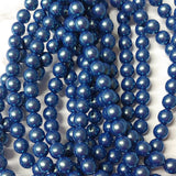 3mm, 4mm, 8mm Pearl Shell Dusk Blue, Round Glass Beads Pearl Shell,