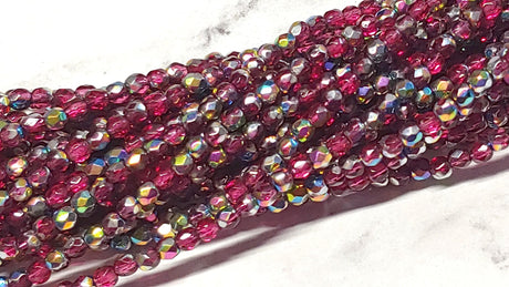 3mm Fire Polish Chalk Vega Iris Czech Faceted Glass Beads-50 beads