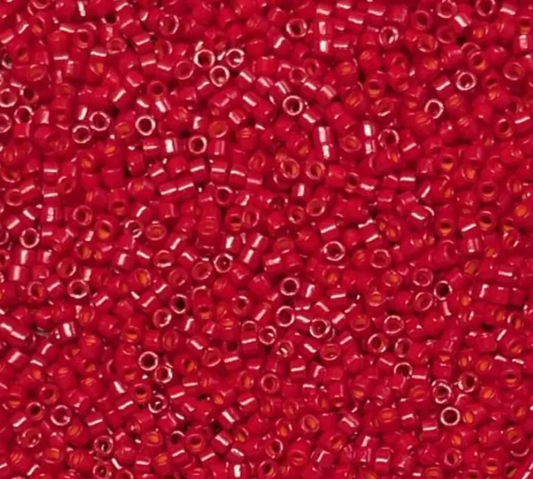 Delica 11/0 Dyed Semi Frosted Opaque Bright Red Miyuki Delica Bead, DB0791-5 Grams