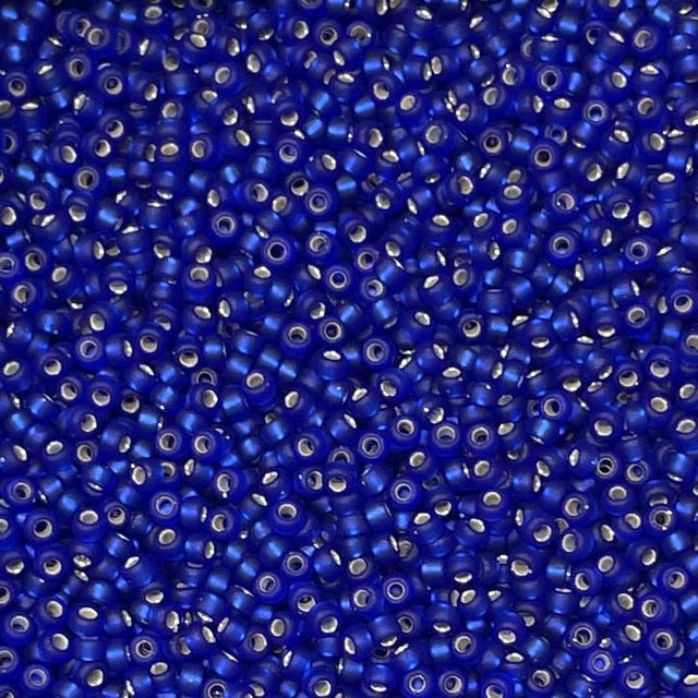 11/0 Matte Silver Lined Cobalt, Miyuki Glass Seed Beads, 20F-10 grams