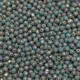 4mm Fire Polish Green Turquoise Bronze Czech Glass Faceted Round Beads