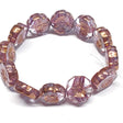 12mm Purple and White Stripe in Crystal Transparent with Bronze Finish, Hibiscus Flower, Czech Glass 12 beads