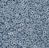 O Bead Chalk Blue Luster, 1X4MM Czech Glass 14464, 5 grams or 10 grams