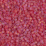 1.8mm Miyuki Cube Matte Transparent Red Orange AB, 10 Grams