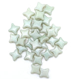 Star Beads Light Green Luster, 2 Hole Czech Glass 10x10mm, 30 Beads