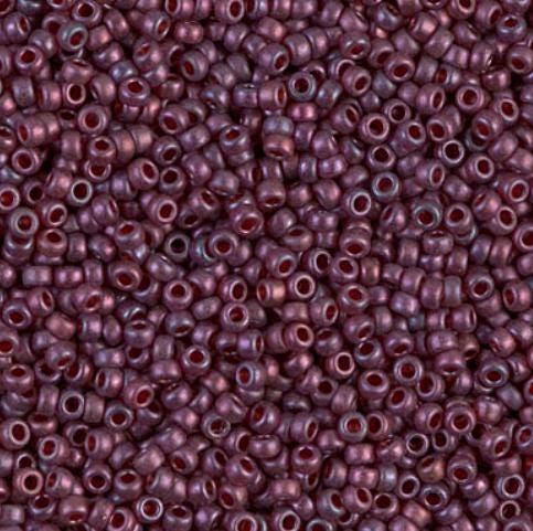 11/0 Semi Frosted Cranberry Gold Luster Miyuki Glass Seed Beads, 313SF