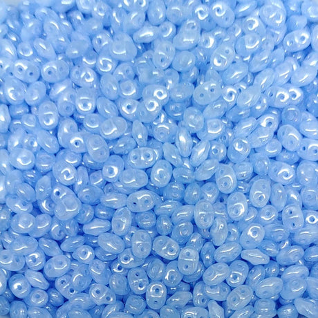 Superduo Opal Blue White Luster, 2-hole bead 2.5x5mm 31010-14400, 10 grams