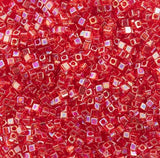 1.8mm Miyuki Cube Transparent Red AB SB18-254, 10 Grams